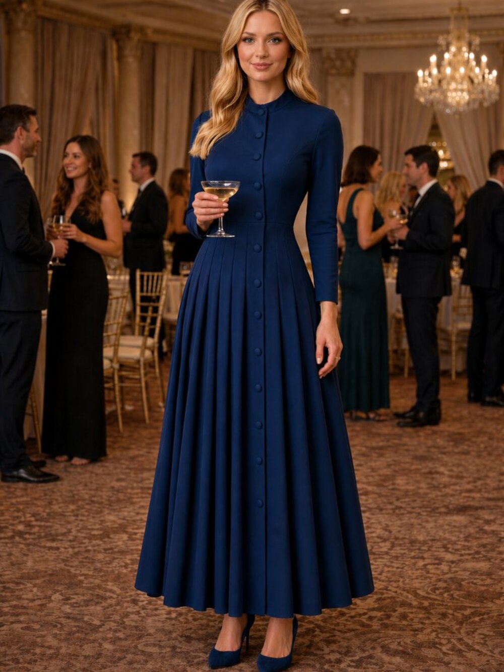 Haute Couture Brand Navy Stunning Evening Dress Size 8 New With Tags NWT